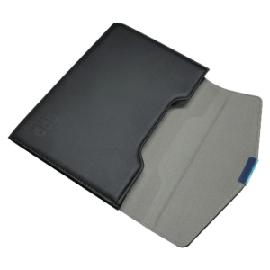 Vista angolare della custodia in pelle GPD POCKET 3 aperta