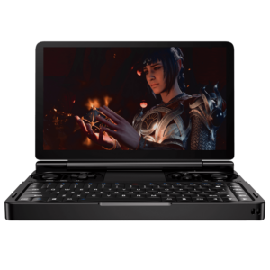 Vista frontale del GPD WIN Mini mentre esegue un gioco.