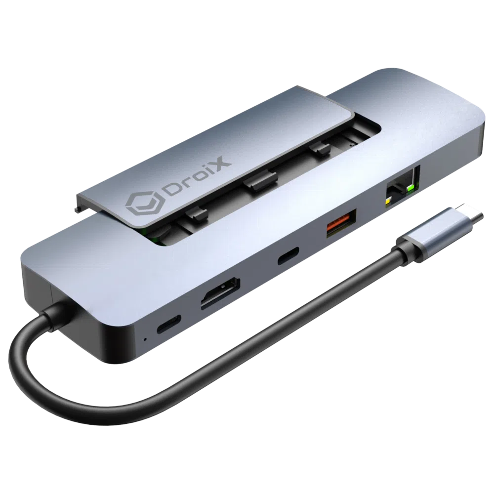 Render dell'Hub USB DroiX NH8 con NVMe