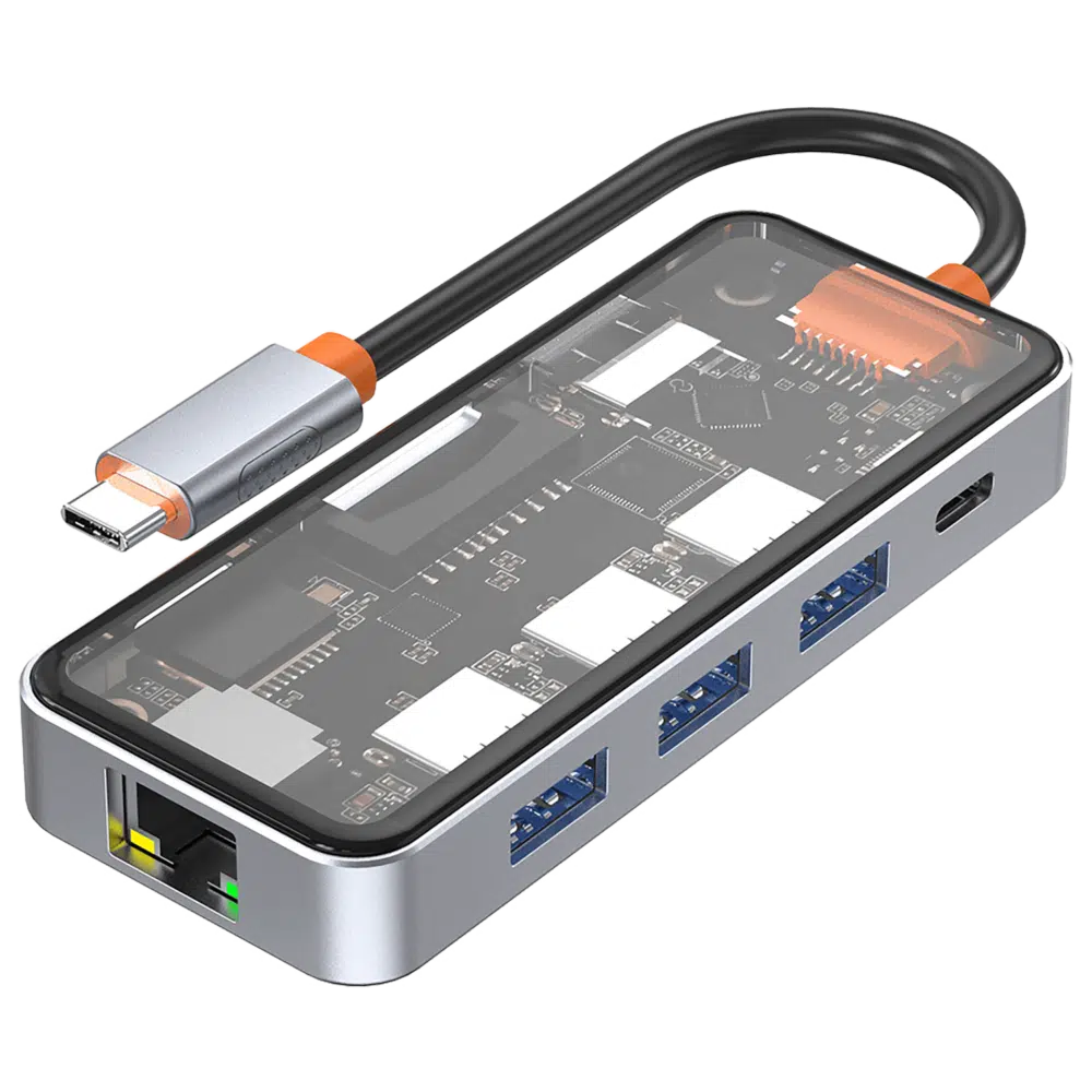 DroiX NT8 caurspīdīgs USB centrmezgla attēls