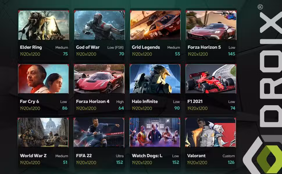Slika prijenosnog računala za igranje GPD Win Max 2 (2024.) koji na zaslonu prikazuje AAA igru visoke razlučivosti. Živopisna i detaljna grafika ilustrira moćne mogućnosti igranja uređaja, s kompaktnim dizajnom prijenosnog računala i vidljivim kontrolama za igranje, naglašavajući njegovu prikladnost za igranje vrhunskih igara. 
