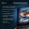 Specifiche del display del PC da gaming portatile GPD WIN Mini 2024: Touchscreen FHD da 7" con Corning Gorilla Glass 5. Presenta 120Hz VRR, 314 PPI, luminosità di 500 nit e 100% sRGB. L'immagine mostra lo schermo del dispositivo con una scena di gioco ad alta azione, enfatizzando "Chiarezza e fluidità sorprendenti". L'elenco delle specifiche include multi-touch a 10 punti, risoluzione 1920x1080, angolo di apertura di 168° e ampia gamma cromatica, mostrando un'esperienza di gaming portatile premium.