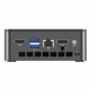 Bagsiden af GMKtec G3 N100 mini-pc'en viser dens mange input/output-porte. Layoutet omfatter HDMI-, USB-, Ethernet- og lydporte, der er designet til omfattende tilslutningsmuligheder. Det kompakte og effektive design sikrer nem adgang og alsidig funktionalitet.