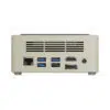 AYANEO AM01 Retro Mini PC I/O View: Highlighting versatile connectivity options including 1x USB 3.2 Type-C, 3x USB Type-A 3.2 Gen 2, 1x USB Type-A 2.0, 1x HDMI (4K@60Hz), 1x DisplayPort 1.4, and 1x 3.5mm headphone & microphone combo jack, showcasing its advanced and comprehensive I/O configuration