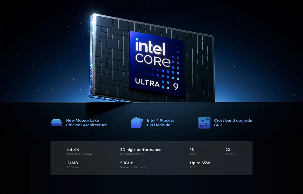 Minisforum AtomMan X7 Ti, der fremhæver det slanke design og den glatte overflade. Enheden drives af Intel Core Ultra 9-processoren, der leverer højtydende computere. Den har DDR5 5600 MHz-hukommelse og understøtter M.2 PCIe 4.0-lagring op til 4 TB. I/O-portene omfatter USB, HDMI og Ethernet, og den er udstyret med avanceret køleteknologi til effektiv og støjsvag drift.