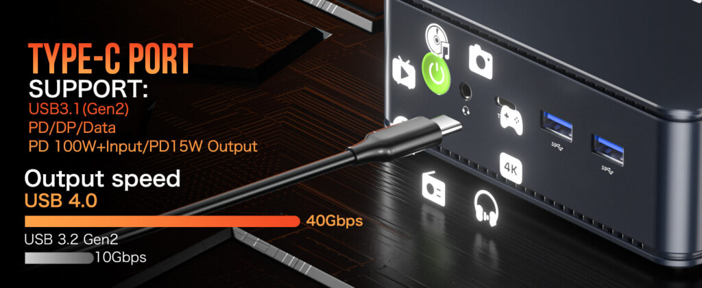 GMKtec NucBox M6 mini PC showcasing its versatile I/O ports for seamless connectivity and functionality.