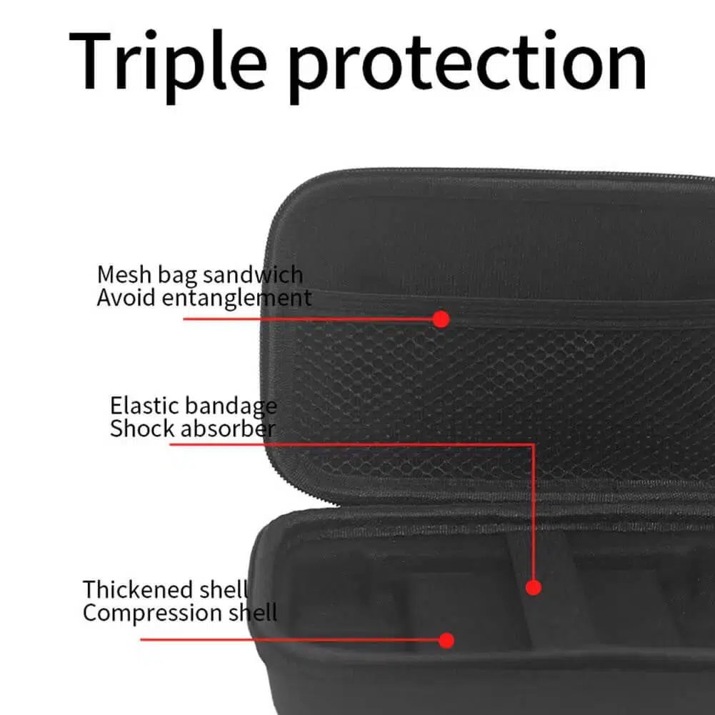 Custodia Anbernic RG Cube - Custodia nera portatile per console portatili Anbernic, con un design elegante, tasca interna a rete per accessori e robusta qualità costruttiva per il gioco in movimento.