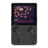 Widok z przodu AYANEO Pocket DMG w kolorze Arctic Black, prezentujący inspirowany stylem retro design z 3,92-calowym wyświetlaczem OLED, D-padem, analogowym joystickiem i przyciskami.