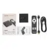 RockTek GB1 Android TV-boksi paketi täielik lahtipakitud vaade. Sisaldab RockTek GB1 voogedastusseadet, puldi koos spetsiaalsete rakenduste nuppudega, HDMI-kaablit ja kasutusjuhendit. Pakendil on esile toodud sellised põhifunktsioonid nagu 4K Ultra HD, Dolby Vision, Dolby Audio ja ühilduvus Google TV ja Hey Google'i häälassistendiga, samuti toetatud voogedastusteenused nagu YouTube, Netflix, Prime Video ja HBO Max.