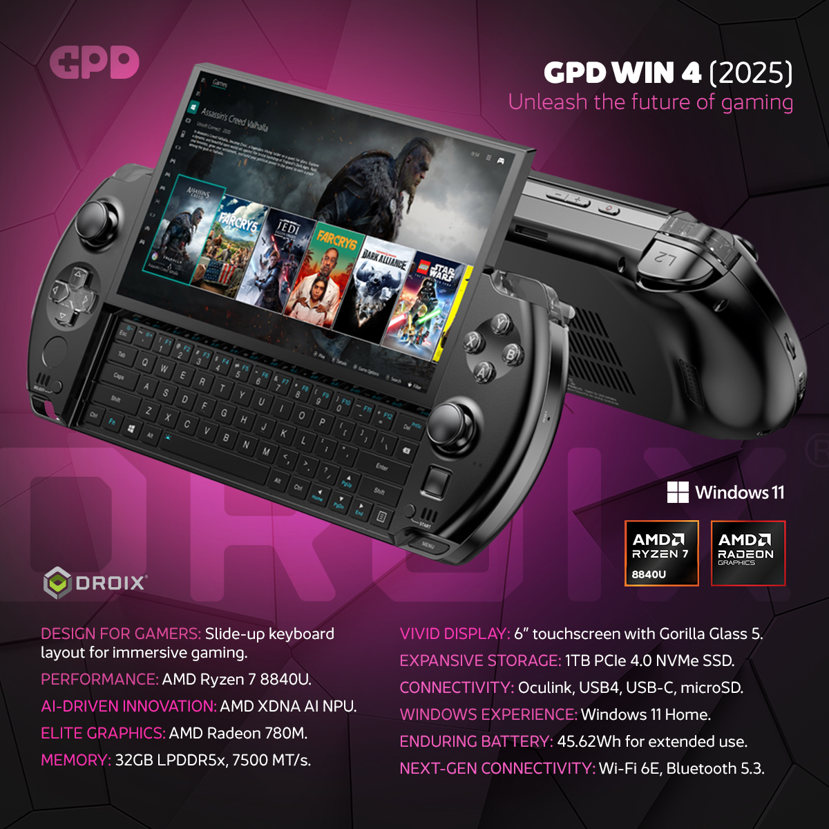 Windowsノート本体 GPD WIN4 2025 Ryzen AI 9 32GB 2TB Windowsノート本体 GPD WIN4 2025 Ryzen AI 9 32GB 2TB Amazon