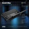 "Infograafik, mis näitab GPD Win Mini 2025 põhjaliku portide paigutusega, sealhulgas USB4 Type-C, täisfunktsionaalne USB Type-C, USB-A, microSD-kaardipesa, kombineeritud audiopesa ja programmeeritavad makroklahvid. Rõhutab mõõtmeid 6,77 × 4,29 × 1,06 tolli (17,2 × 10,9 × 2,7 cm) ja 555 g (1,22 lbs) kerget konstruktsiooni."