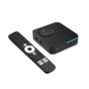 Elegantne must RockTek GX1 digiboks koos helendava LED-ribaga, millele on lisatud kaasaegne Bluetooth-pult, millel on spetsiaalsed voogedastusteenuse nupud.