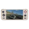 AYANEO Pocket S in "Retro Grey" – A classic grey variant of the handheld gaming device with purple button accents, combining a nostalgic design with modern gaming capabilities. The front view highlights its detailed display and functional button layout.