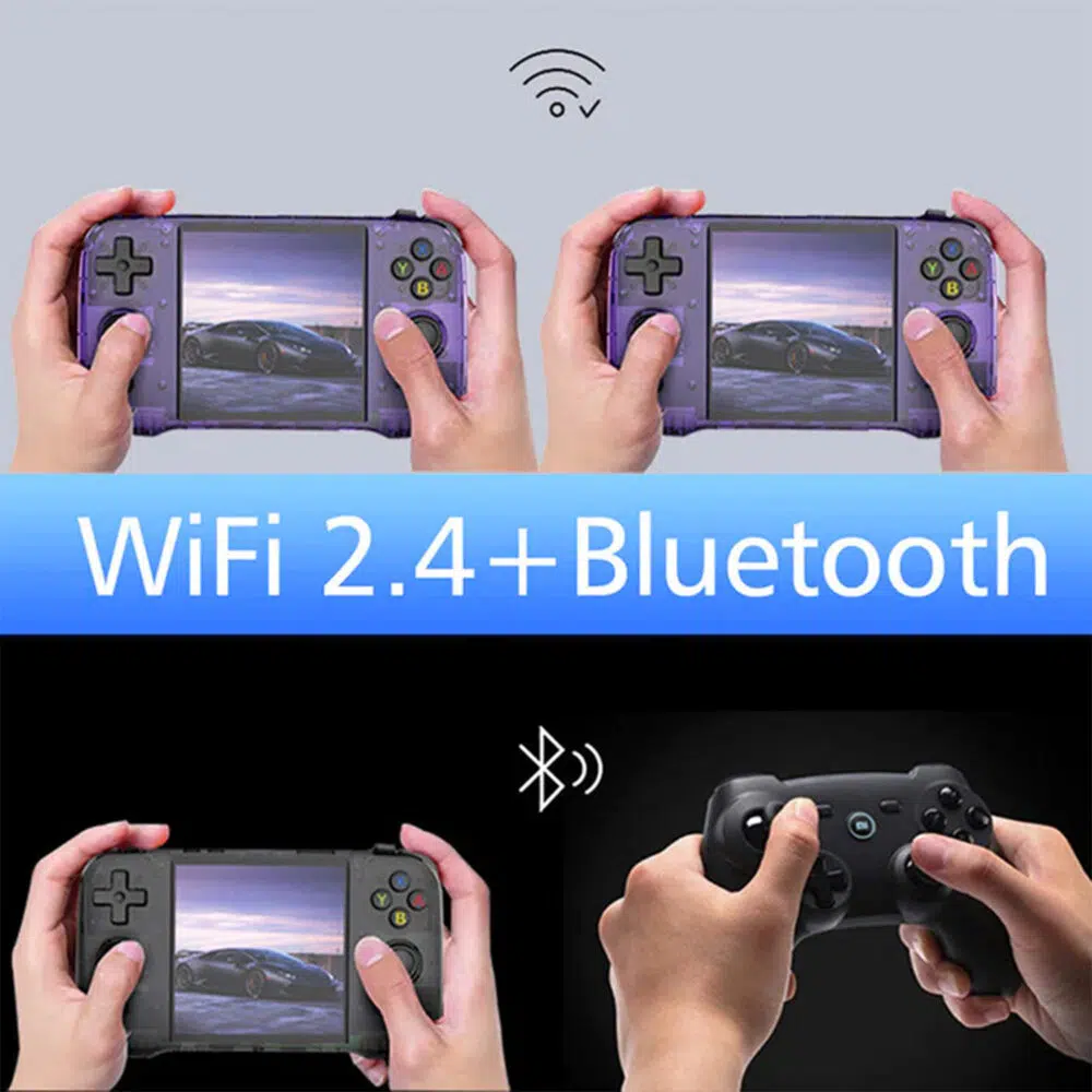 O demonstrație a funcțiilor WiFi 2.4 și Bluetooth cu două dispozitive portabile conectate fără fir și un controler compatibil Bluetooth utilizat.