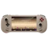 A retro-style AYANEO 3 handheld gaming console in a beige color with maroon buttons and analog sticks. The screen displays a nostalgic pixel-art scene with a futuristic grid landscape and colorful pixelated characters. The text "AYANEO 3 RETRO POWER" appears at the center, reinforcing the vintage gaming aesthetic.