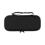 Exterior view of the AYN Odin 2 and Portal carrying case, featuring a durable black shell with a textured surface, dual zipper closure, and a wrist strap for easy carrying.