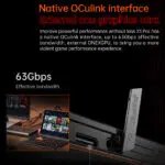 ONEXPLAYER X1 PRO with a native OCulink interface for external GPU support, offering up to 63Gbps bandwidth for enhanced gaming performance.