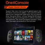ONEXPLAYER X1 PRO running OneXConsole software, which provides a streamlined game library interface optimized for controller-based navigation.