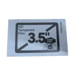 A light blue rectangular package for a screen protector, positioned against a plain white background. The front of the package features large black text "HD Tempered Film" on the left, and a prominent "3.5''" with a diagonal line extending from its top right. Below the "3.5''", there's smaller Chinese text "全透高清 钢化膜" (Full Transparent High Definition Tempered Film) and a white outline of a handheld gaming device with "PLAY AYANEO" on its screen. The right side of the package has "AYANEO" written vertically.