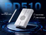 Biwin RD510 reklaamkujutis, millel on kujutatud seade ja USB 4.0 Type-C kaabel, rõhutades kiirust "Kuni 40 Gbps" ja toetust "USB 4.0 protokollile".