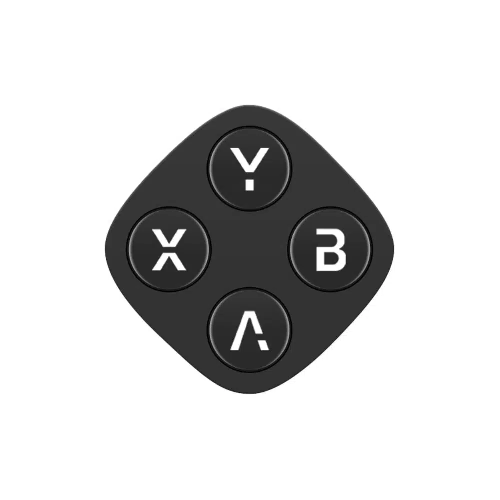 A single matte black, rounded diamond-shaped gaming controller module showing four circular black action buttons with white lettering for the Y, X, B, and A buttons.