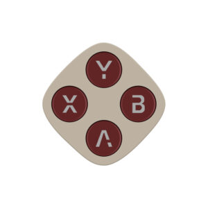 A single retro-styled gaming module with a light beige frame and four circular, dark burgundy action buttons arranged in a diamond configuration with grey letters Y, X, B, and A.