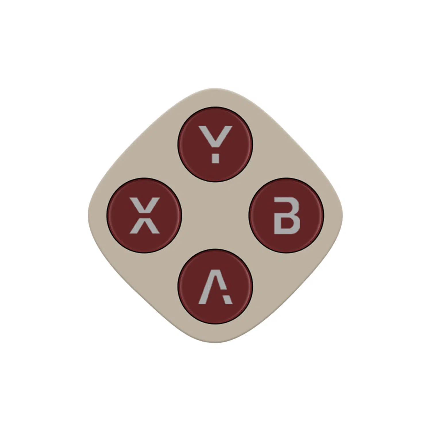A single retro-styled gaming module with a light beige frame and four circular, dark burgundy action buttons arranged in a diamond configuration with grey letters Y, X, B, and A.