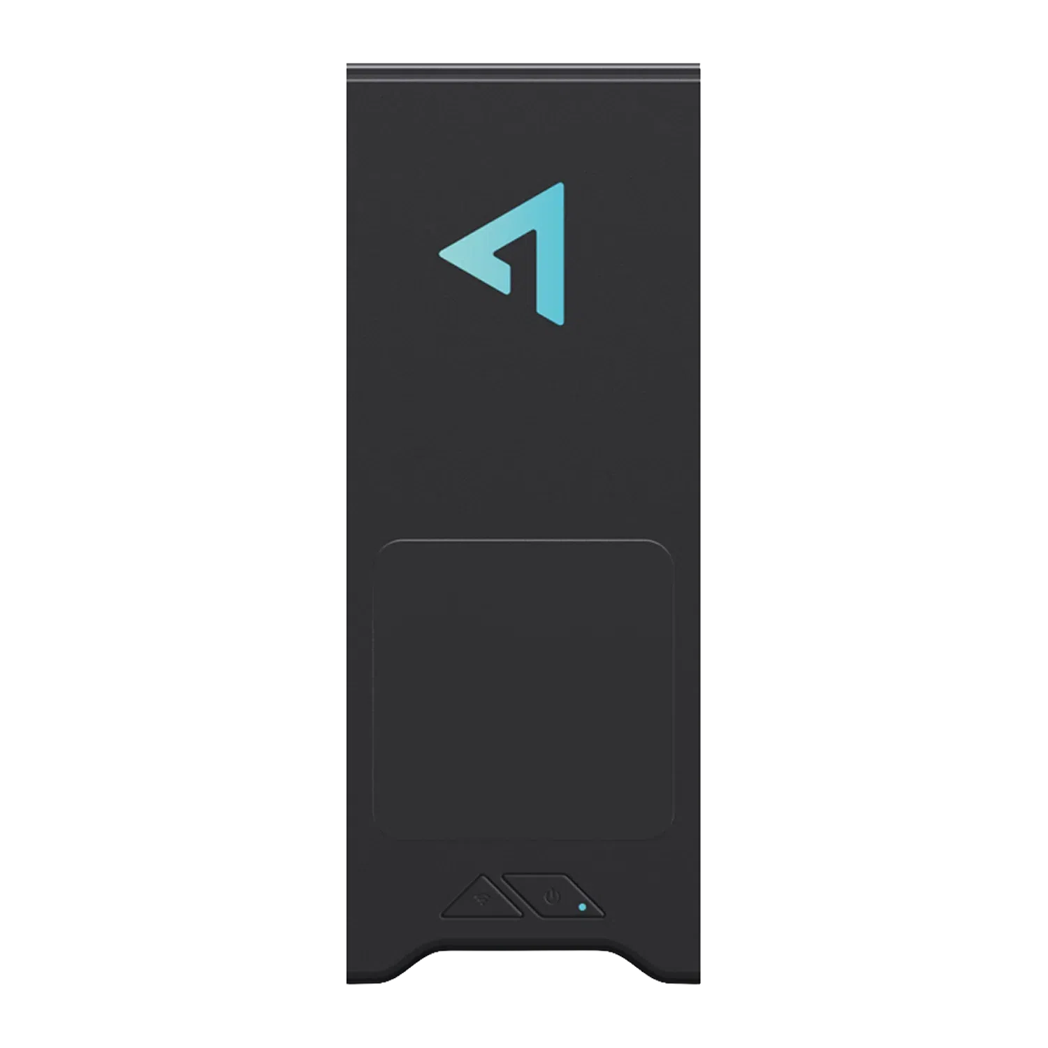 ONEXPLAYER 3 Connector front view in matte black, with turquoise logo, recessed panel and small control buttons